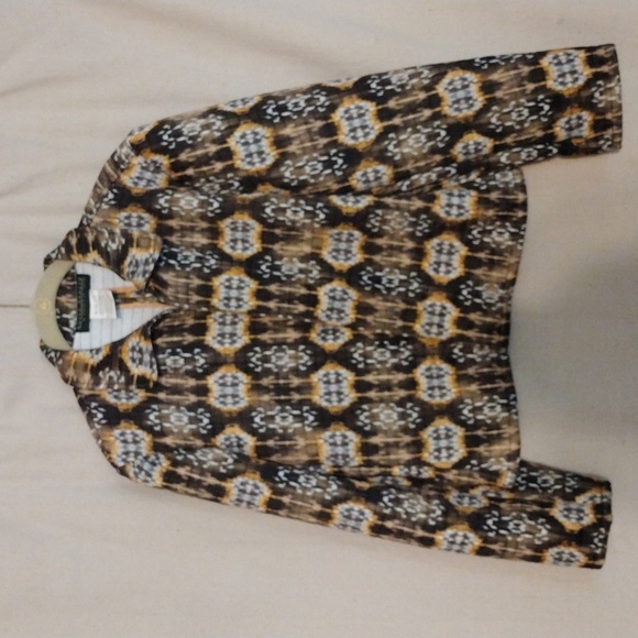 Harvey Bernard Quilted Ikat Blazer Jacket  bohemian Aztec Open Face Sz 10 Boho - Picture 1 of 7